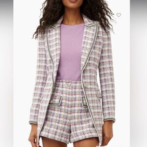 House of Harlow 1960 Pastel Tweed Blazer & Shorts Set in Lavender Multi